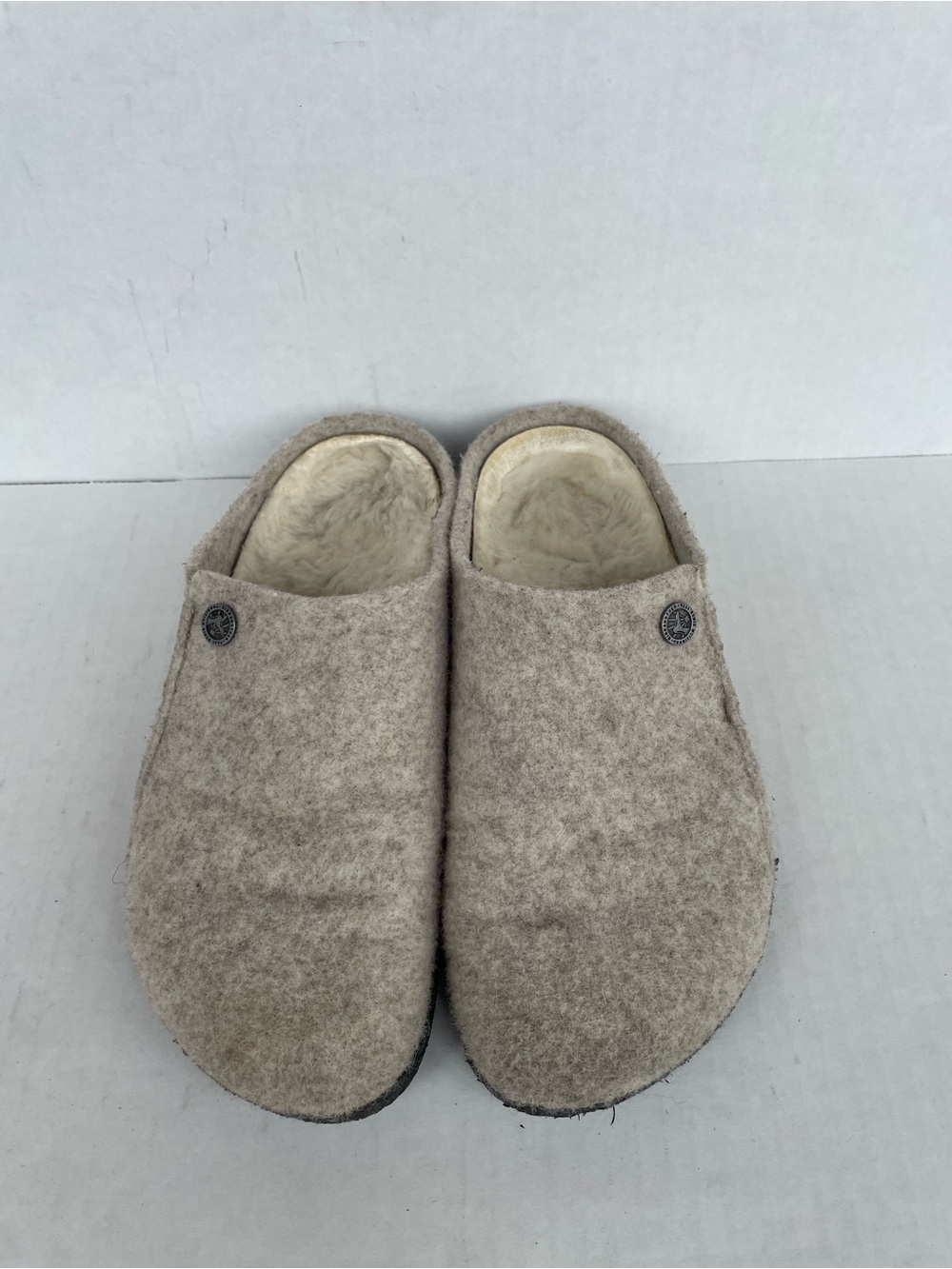 Birkenstock Zermatt Women’s Wool Felt Shearling Clog Slippers Beige EU 38 7-7.5